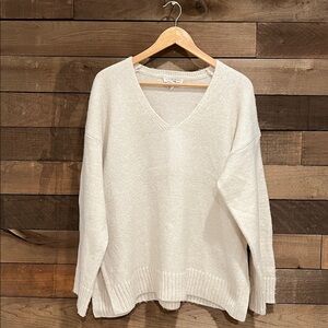 For the Republic Women's Cream V-Neck Sweater